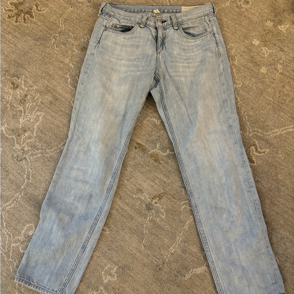 Rag & Bone Faded Blue Denim Low Rise Boyfriend Jean